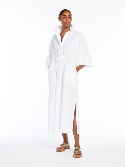 Max Mara Cotton And Silk Dress With Drawstring In White