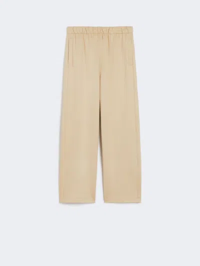 Max Mara Cotton And Silk Jersey Fleece Trousers In Brown
