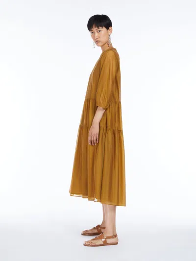 Max Mara Cotton And Silk Voile Dress In Gold