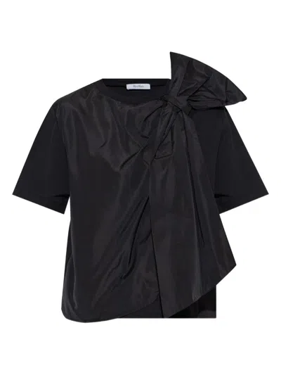 Max Mara Cotton And Taffeta Jersey T-shirt In Black