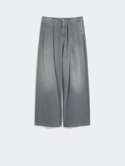 Max Mara Cotton And Viscose Denim Jeans In Gray