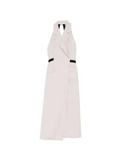 Max Mara Cotton And Wool Canvas Dress In Neutral