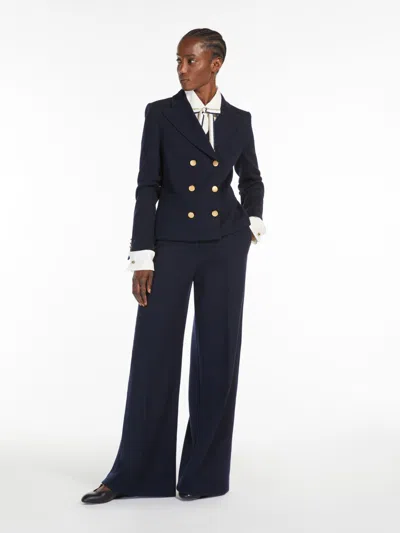 Max Mara Cotton And Wool Jersey Trousers In Black