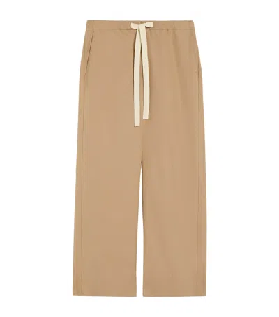Max Mara Cotton Argento Wide-leg Trousers In Beige