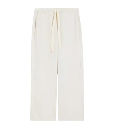 Max Mara Cotton Argento Wide-leg Trousers In White