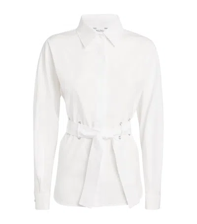 Max Mara Cotton Belted Shirt In White