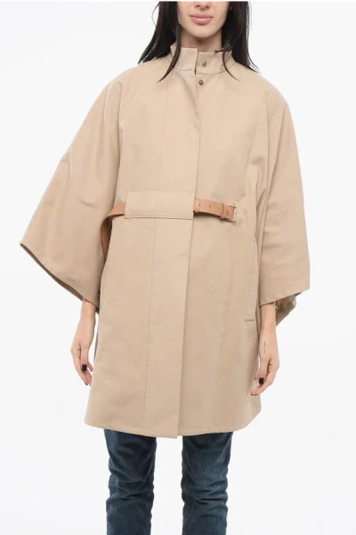 Max Mara Cotton Berto Cape With Belt In Beige