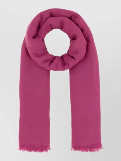Max Mara Cotton Blend Aeremi Scarf Fringed Edges In Pink