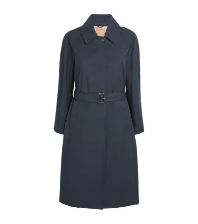 Max Mara Cotton-blend Belted Coat In Blue