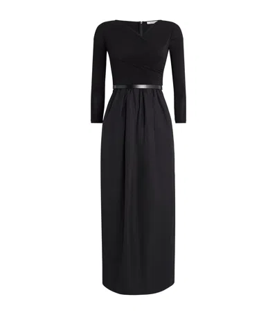 Max Mara Cotton-blend Belted Midi Dress In Black