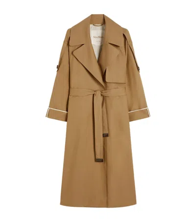 Max Mara Cotton-blend Cape Trench Coat In Blue