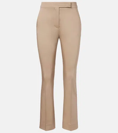 Max Mara Cotton-blend Cropped Slim Pants In Neutral