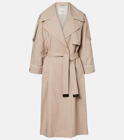 Max Mara Cotton-blend Gabardine Trench Coat In Neutral