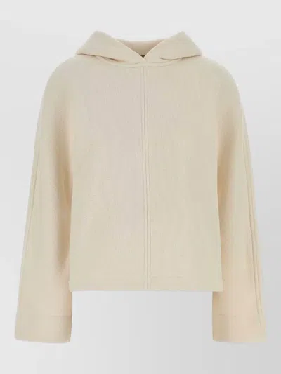 Max Mara Cotton Blend Hooded Pere Sweatshirt In Neutral