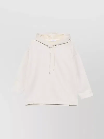 Max Mara Cotton Blend Hoodie Drop Shoulder In White