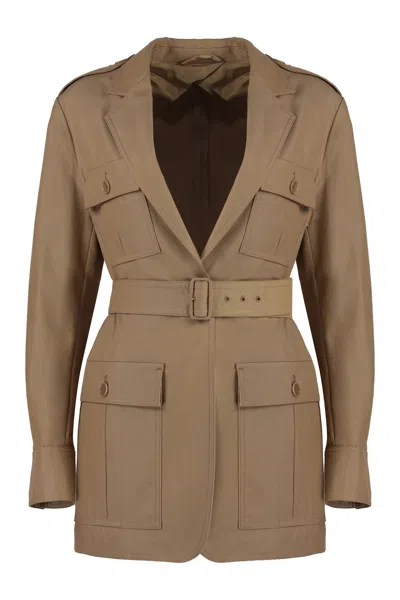 Max Mara Cotton Blend Jacket In Brown
