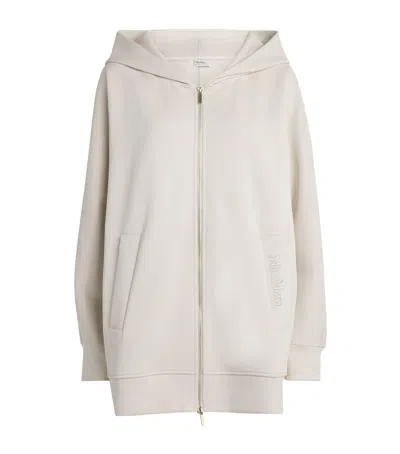 Max Mara Cotton-blend Jersey Hoodie In White