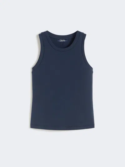 Max Mara Cotton Blend Jersey Top In Blue