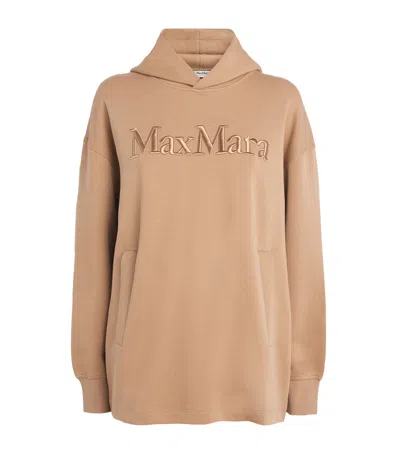 Max Mara Cotton-blend Logo Hoodie In Neutral
