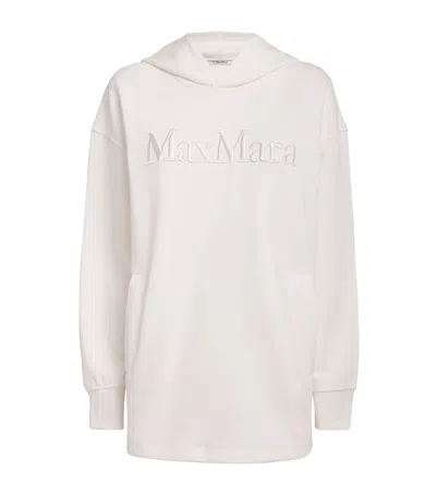 Max Mara Cotton-blend Logo Hoodie In White