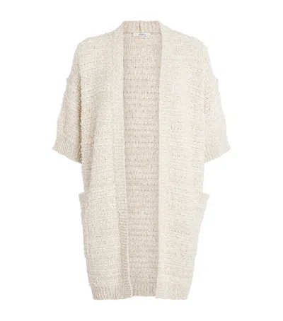 Max Mara Cotton-blend Longline Cardigan In White
