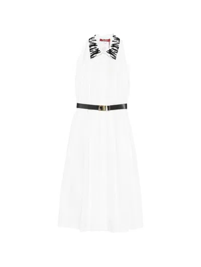 Max Mara Bead-embellishment Midi Dress In White