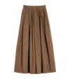 Max Mara Cotton-blend Pleated Maxi Skirt In Brown