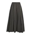 Max Mara Cotton-blend Pleated Midi Skirt In Green