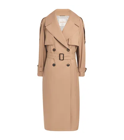 Max Mara Cotton-blend Trench Coat In Beige