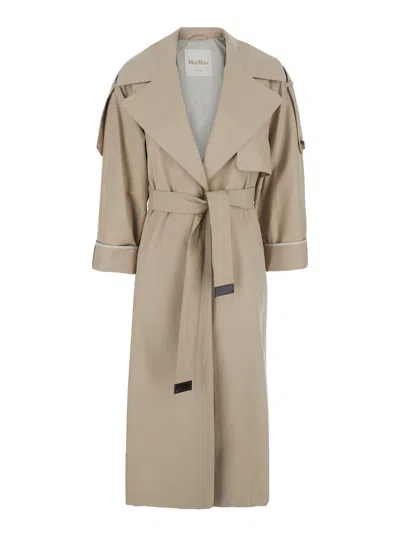 Max Mara Cotton Blend Trench Coat In Beige