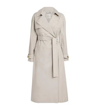 Max Mara Cotton-blend Trench Coat In White