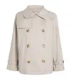 Max Mara Short Water-repellent Cotton Twill Trench Coat In White