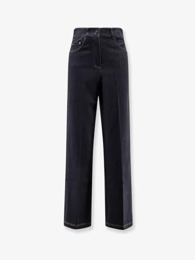 Max Mara Cotton Blend Trousers In Black