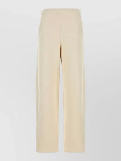 Max Mara Ivory Cotton Blend Wide-leg Dente Pant In Neutral