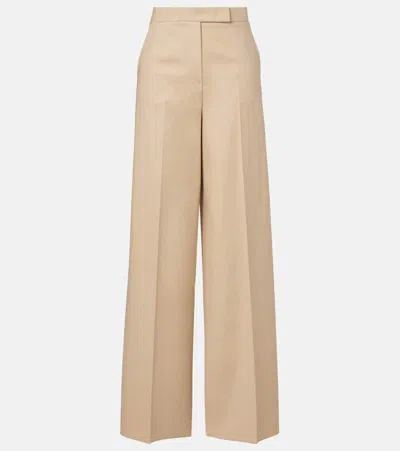Max Mara Cotton-blend Wide-leg Pants In Neutral