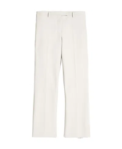 Max Mara Cotton Blended Casual Pants In White