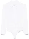 Max Mara Angora1234 Bodysuit Collared Shirt With Long Sleeves In White