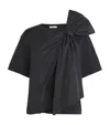 Max Mara Colle Bow-detail Cotton Jersey T-shirt In Black