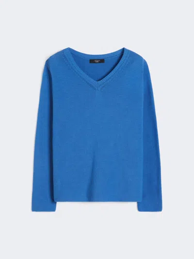 Max Mara Cotton Boxy Sweater In Blue