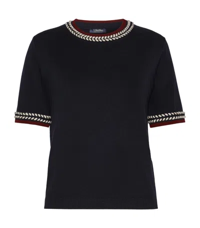 Max Mara Cotton Braid-detail Sweater In Black