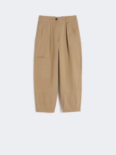 Max Mara Cotton Bull Denim Cargo Trousers In Brown