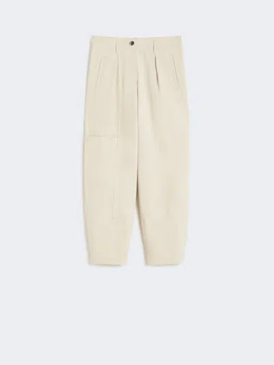 Max Mara Cotton Bull Denim Cargo Trousers In White