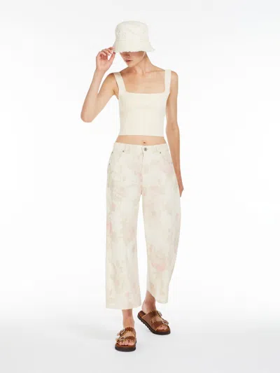 Max Mara Cotton Bull Denim Jeans In Ecru