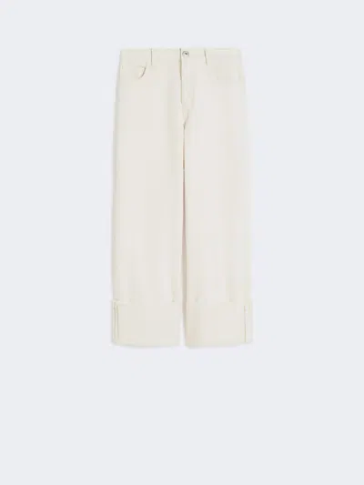 Max Mara Cotton Bull Trousers With Turn-ups In Neutral