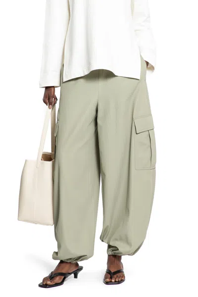 Max Mara Cotton Canvas Baggy Trousers In Green