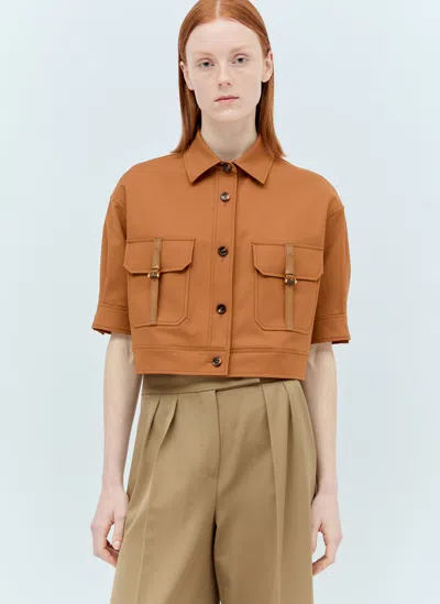 Max Mara Cotton Canvas Crop Jacket In Brown