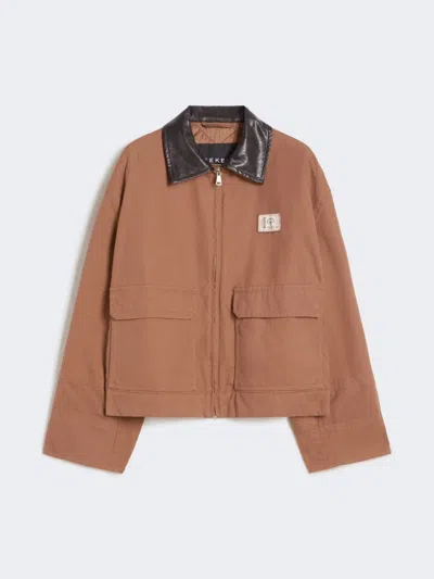 Max Mara Cotton Canvas Jacket In Brown