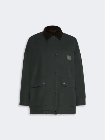 Max Mara Cotton Canvas Jacket In Dark Green