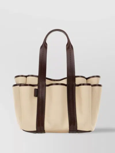 Max Mara Cotton Canvas Tote Bag With Leather Handles