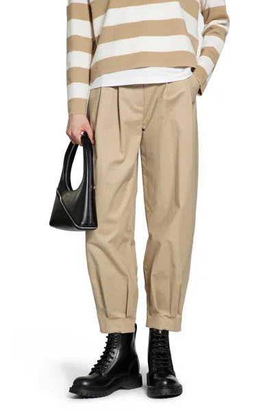 Max Mara Cotton Canvas Trousers In Neutral